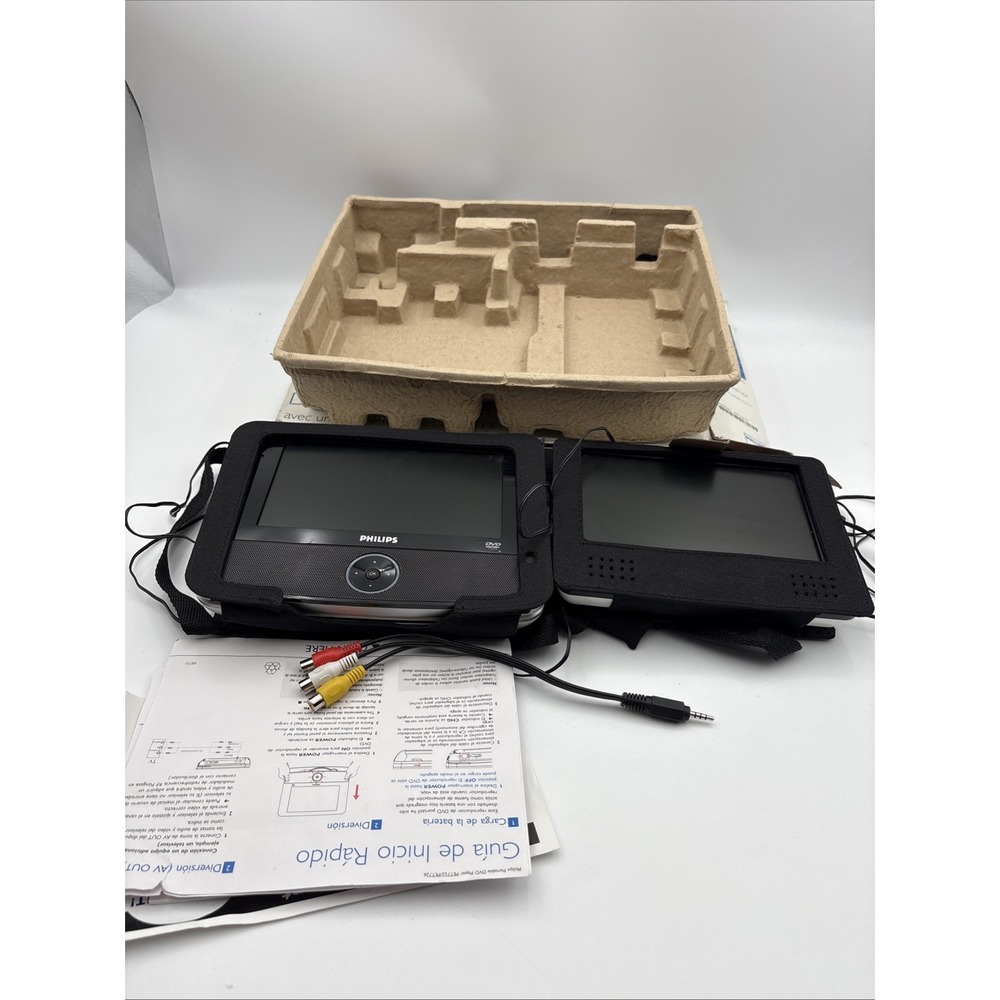 Philips PET726 Portable DVD Player 7in Dual Screen Headrest Straps PET726/37